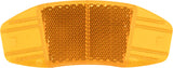 Orangefarbener Reflektor mit rechteckigem, wabenförmigem Muster in der Mitte, rechteckige, abgerundete Form.