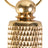 Metallanhänger mit Kappe in goldener Farbe und geriffeltem Muster sowie einem Ring an der Oberseite.