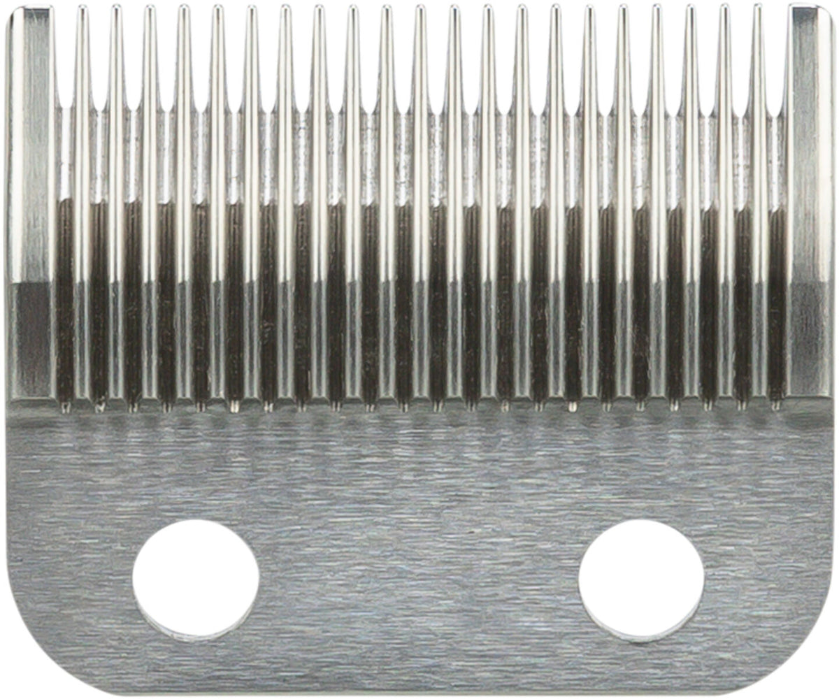 Metallscherkopf mit feinen Zähnen und zwei Schraubenlöchern, silberne Farbe, rechteckige Form.