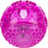 Runder, transparenter, pinkfarbener Ball mit strukturierten Oberflächen und Erhebungen.