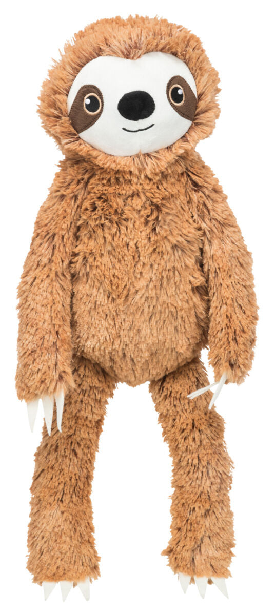 Plüschfigur in Form eines braunen Faultiers mit weißen Krallen und freundlichem Gesichtsausdruck.
