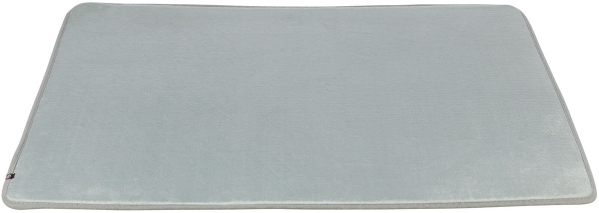 Graue, rechteckige Einlegematte für Transportbox, flach mit abgerundeten Ecken, Maße 82 × 72,5 cm.
