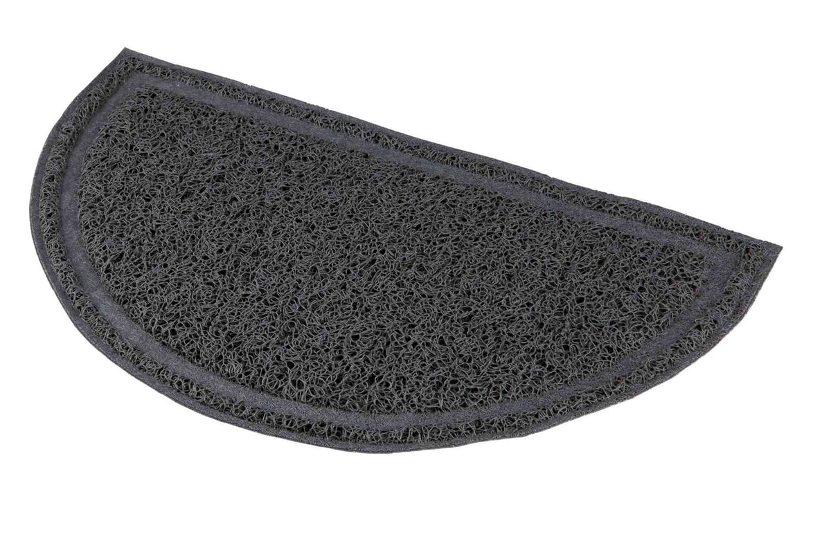 Halbrunde, schwarze Matte mit strukturierter Oberfläche, ohne sichtbaren Text oder Anzeichen von Nutzung.