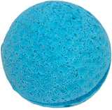 Runder, blauer, poröser Ball mit einer strukturierten Oberfläche.